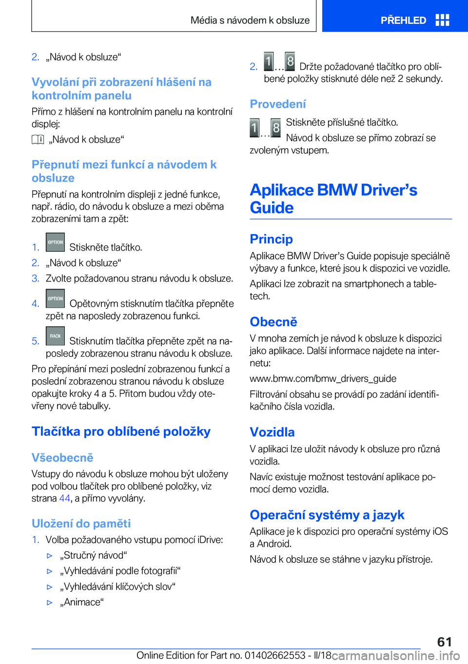 BMW X5 M 2018  Návod na použití (in Czech) �2�.x�N�