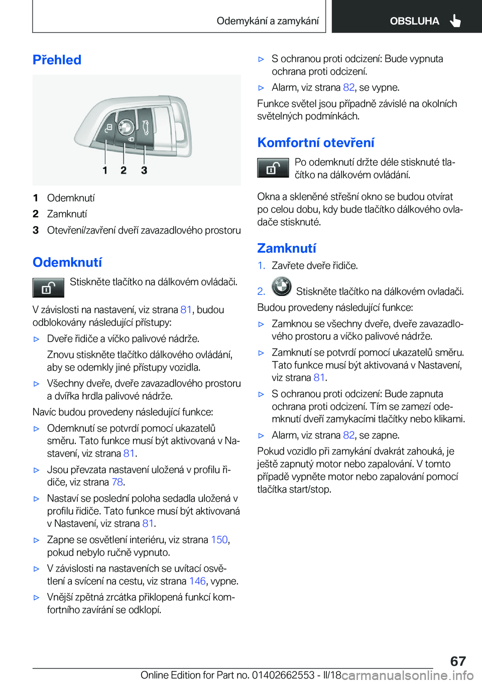 BMW X5 M 2018  Návod na použití (in Czech) �P�e�h�l�e�d�1�O�d�e�m�k�n�u�t�