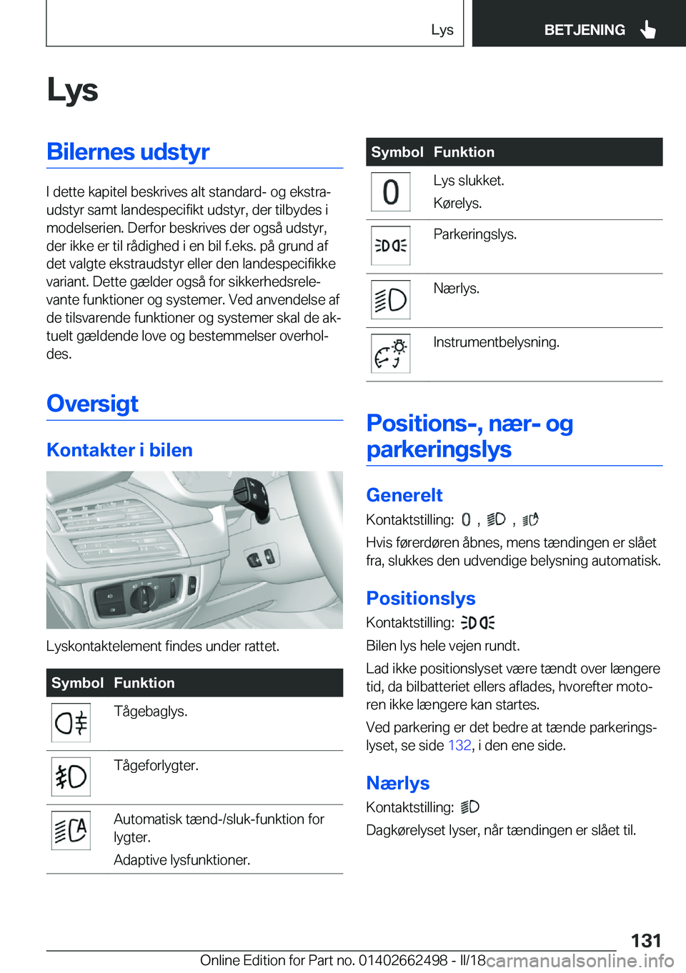 BMW X5 M 2018  InstruktionsbØger (in Danish) �L�y�s�B�i�l�e�r�n�e�s��u�d�s�t�y�r
�I� �d�e�t�t�e� �k�a�p�i�t�e�l� �b�e�s�k�r�i�v�e�s� �a�l�t� �s�t�a�n�d�a�r�d�-� �o�g� �e�k�s�t�r�aj
�u�d�s�t�y�r� �s�a�m�t� �l�a�n�d�e�s�p�e�c�i�f�i�k�t� �u�d�s�t