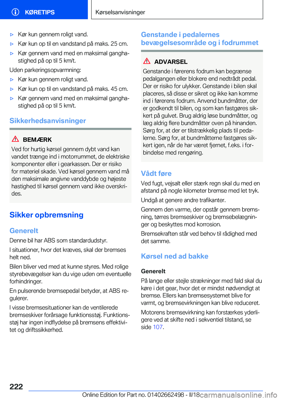 BMW X5 M 2018  InstruktionsbØger (in Danish) 'x�K�