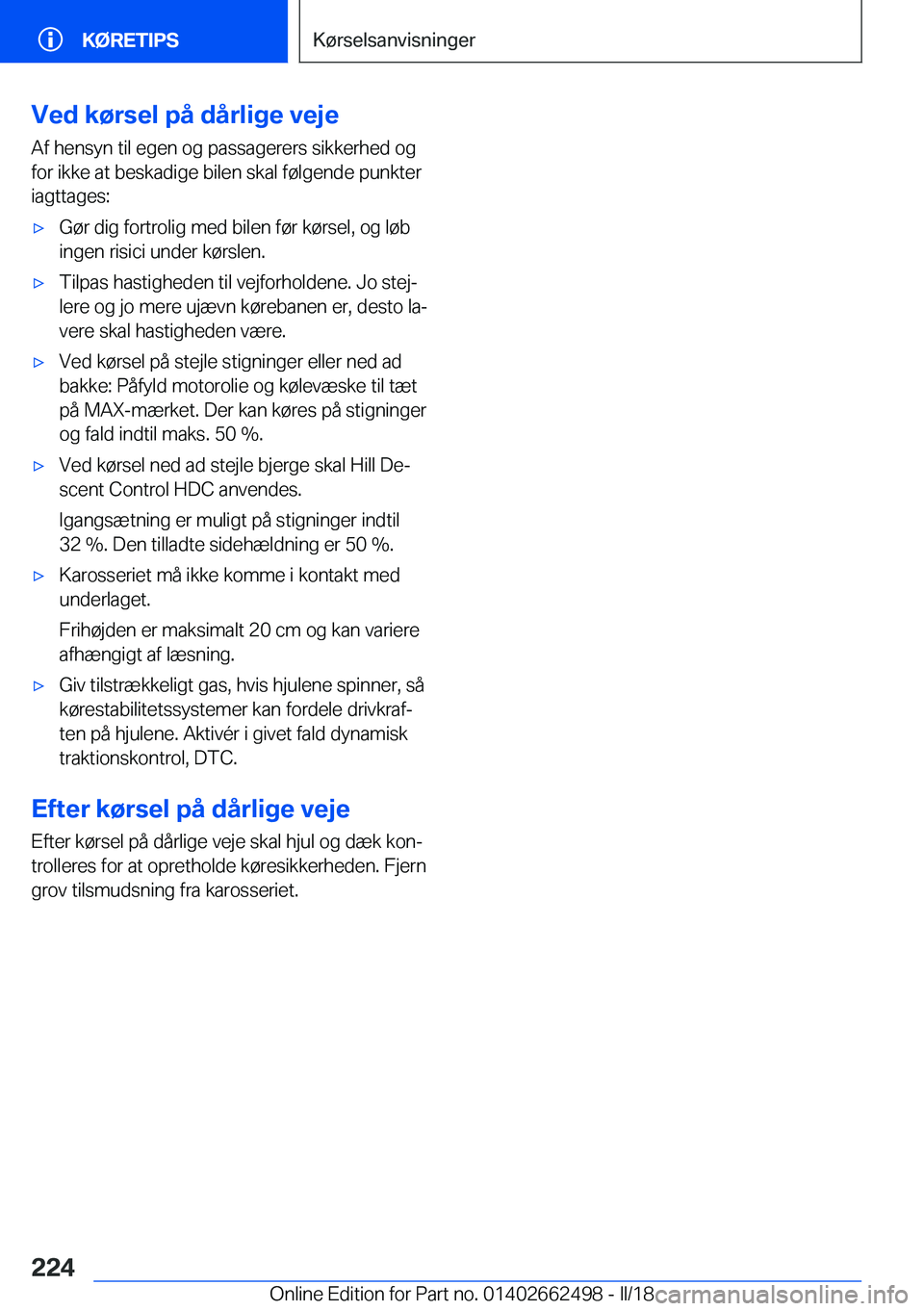 BMW X5 M 2018  InstruktionsbØger (in Danish) �V�e�d��k�