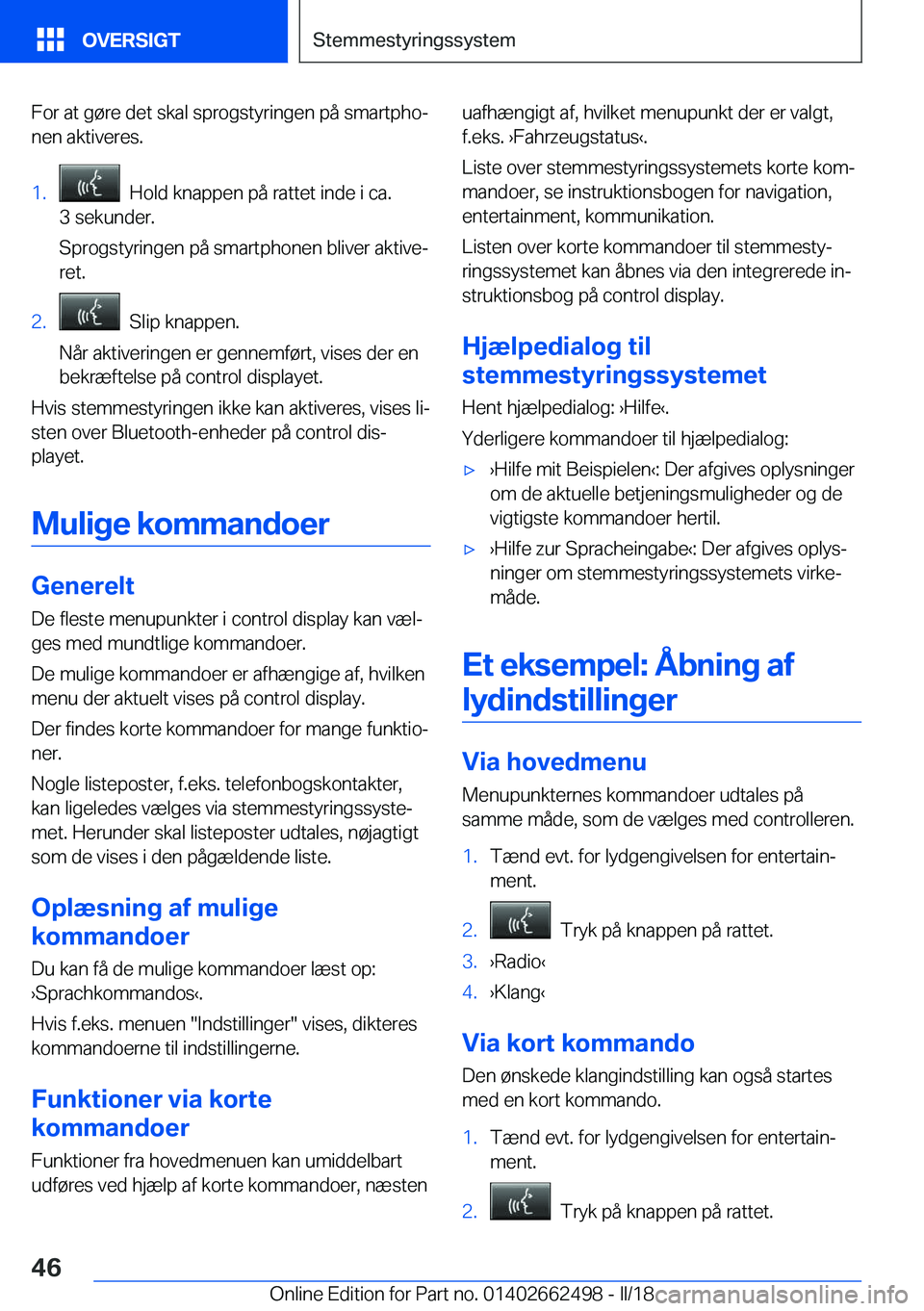 BMW X5 M 2018  InstruktionsbØger (in Danish) �F�o�r� �a�t� �g�