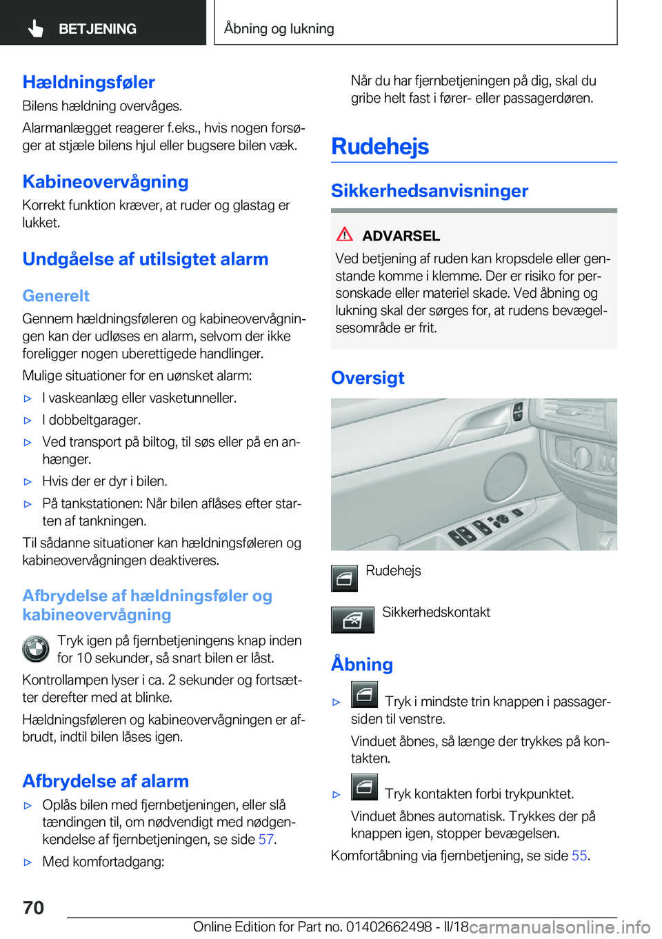 BMW X5 M 2018  InstruktionsbØger (in Danish) �H�æ�l�d�n�i�n�g�s�f�