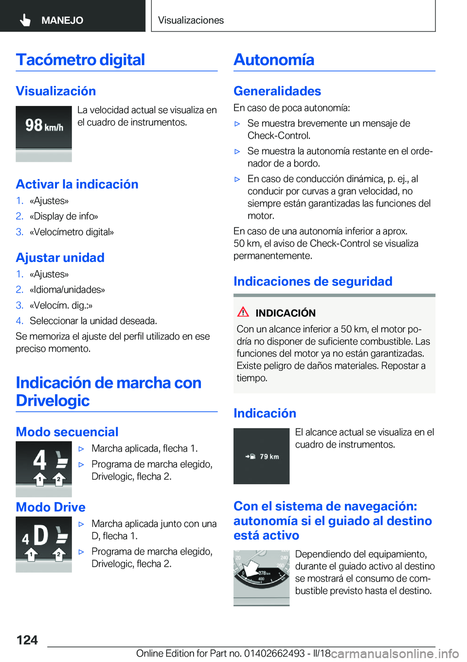 BMW X5 M 2018  Manuales de Empleo (in Spanish) �T�a�c�