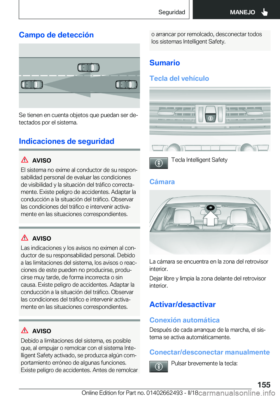 BMW X5 M 2018  Manuales de Empleo (in Spanish) �C�a�m�p�o��d�e��d�e�t�e�c�c�i�