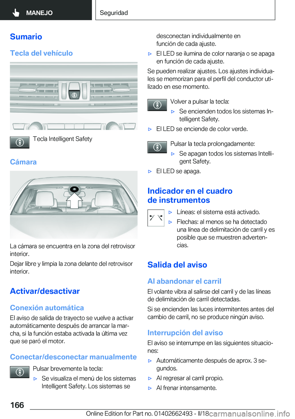 BMW X5 M 2018  Manuales de Empleo (in Spanish) �S�u�m�a�r�i�o�T�e�c�l�a��d�e�l��v�e�h�