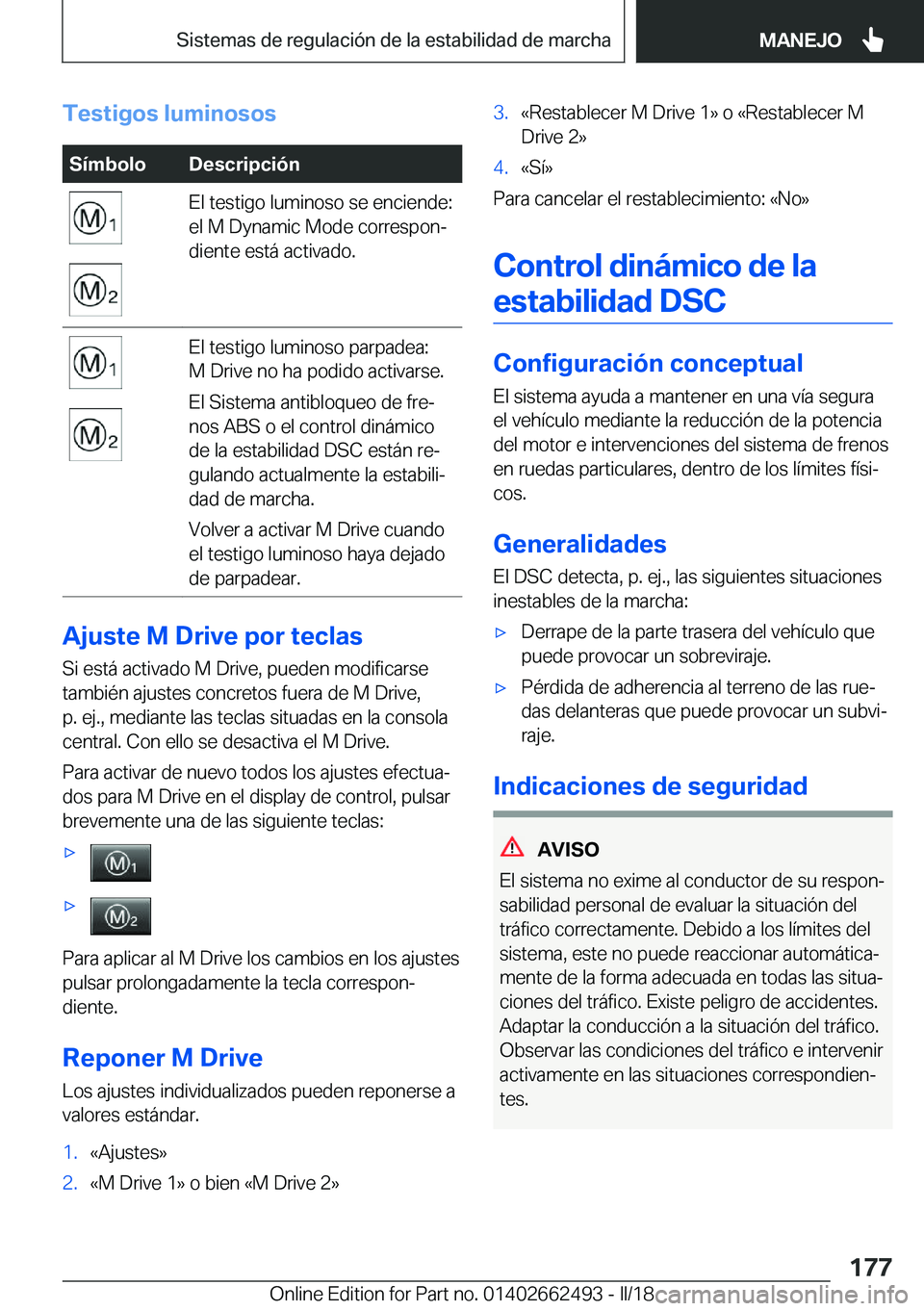 BMW X5 M 2018  Manuales de Empleo (in Spanish) �T�e�s�t�i�g�o�s��l�u�m�i�n�o�s�o�s�S�