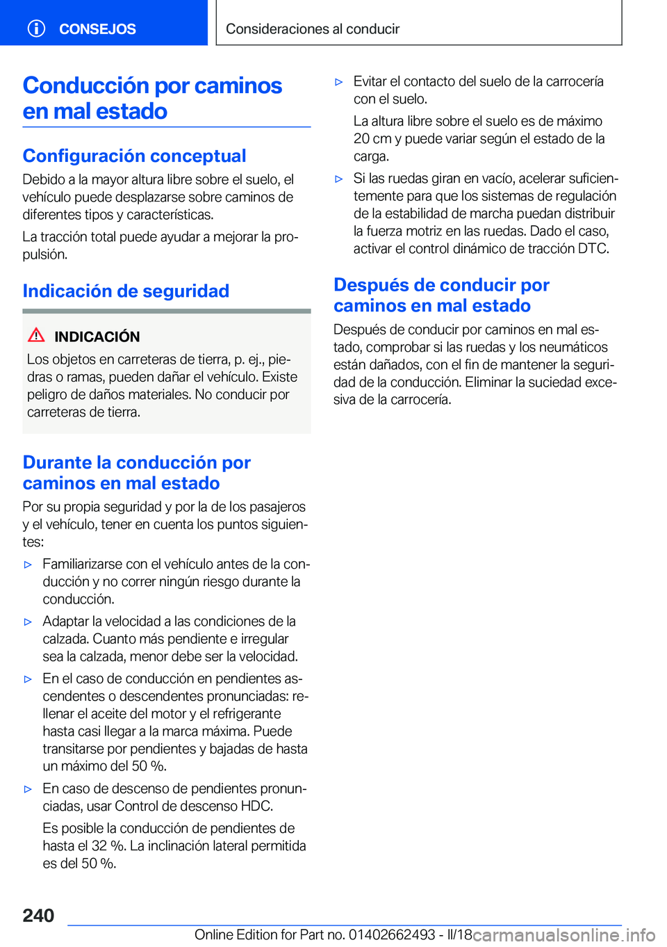 BMW X5 M 2018  Manuales de Empleo (in Spanish) �C�o�n�d�u�c�c�i�