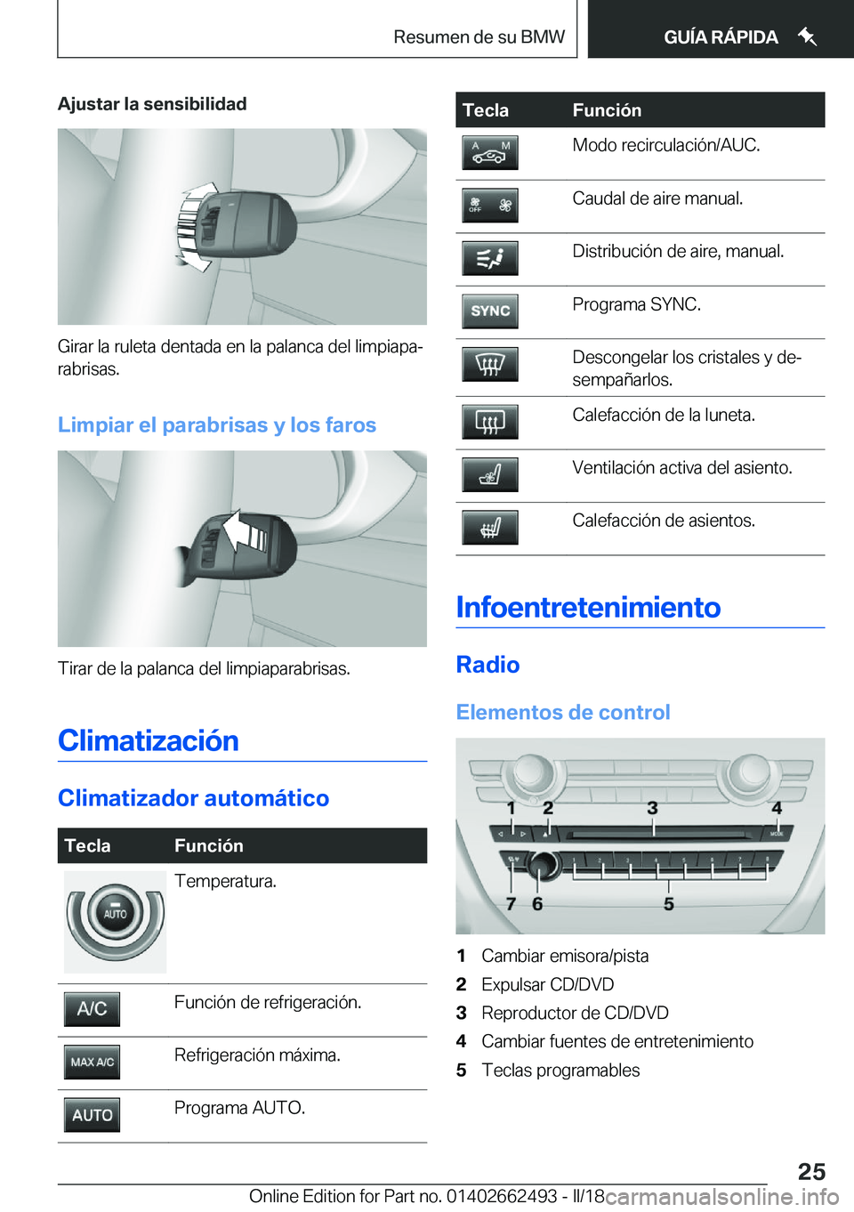 BMW X5 M 2018  Manuales de Empleo (in Spanish) �A�j�u�s�t�a�r��l�a��s�e�n�s�i�b�i�l�i�d�a�d
�G�i�r�a�r� �l�a� �r�u�l�e�t�a� �d�e�n�t�a�d�a� �e�n� �l�a� �p�a�l�a�n�c�a� �d�e�l� �l�i�m�p�i�a�p�aª�r�a�b�r�i�s�a�s�.
�L�i�m�p�i�a�r��e�l��p�a�r�a�