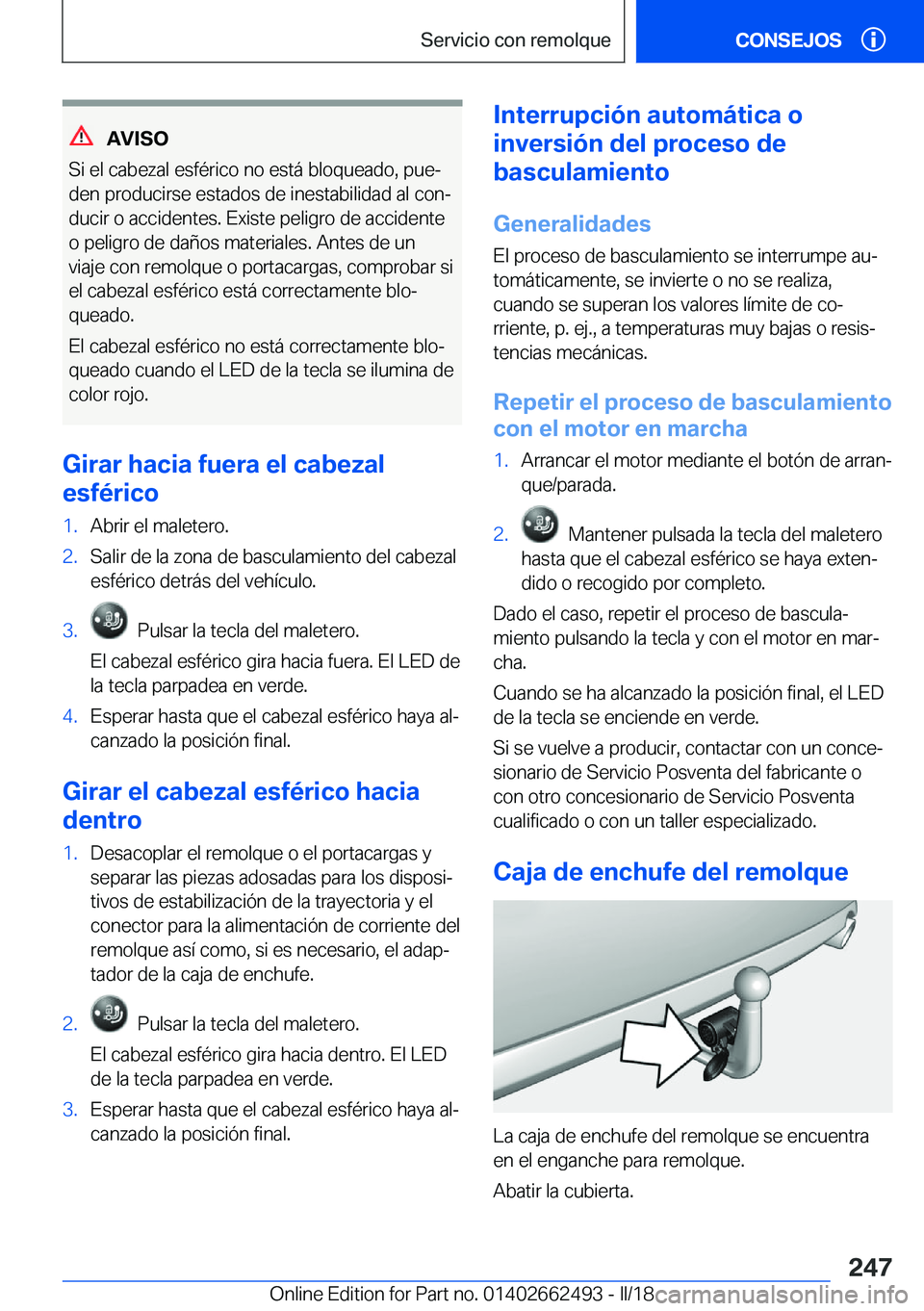 BMW X5 M 2018  Manuales de Empleo (in Spanish) �A�V�I�S�O
�S�i� �e�l� �c�a�b�e�z�a�l� �e�s�f�