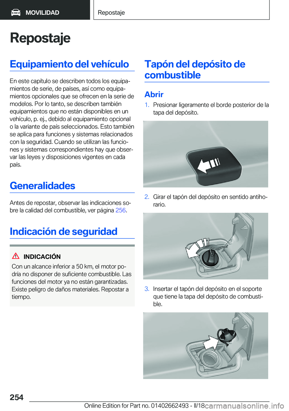 BMW X5 M 2018  Manuales de Empleo (in Spanish) �R�e�p�o�s�t�a�j�e�E�q�u�i�p�a�m�i�e�n�t�o��d�e�l��v�e�h�
