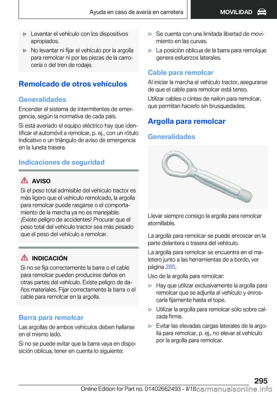 BMW X5 M 2018  Manuales de Empleo (in Spanish) x�L�e�v�a�n�t�a�r� �e�l� �v�e�h�