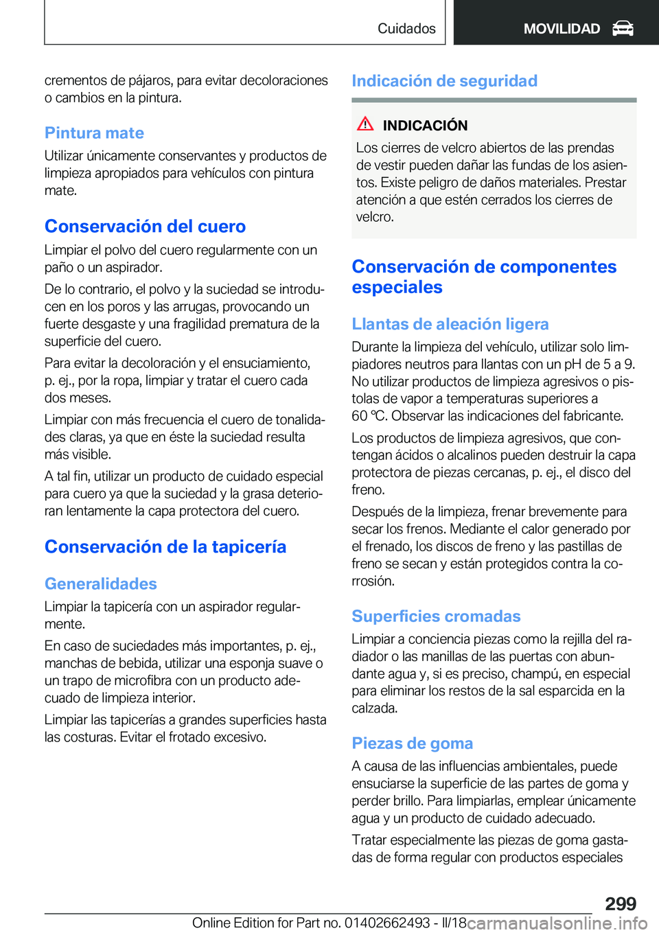 BMW X5 M 2018  Manuales de Empleo (in Spanish) �c�r�e�m�e�n�t�o�s� �d�e� �p�