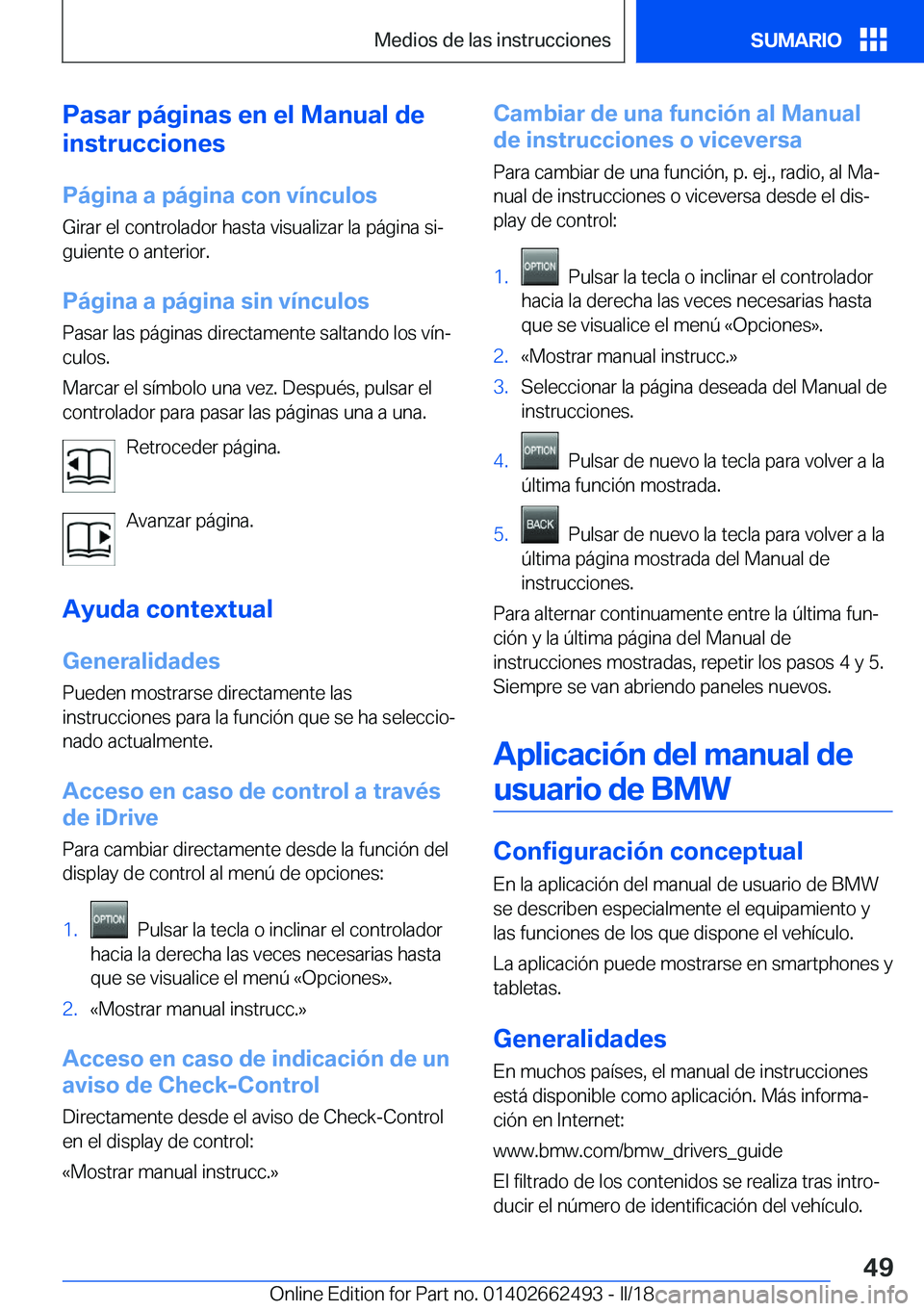 BMW X5 M 2018  Manuales de Empleo (in Spanish) �P�a�s�a�r��p�
