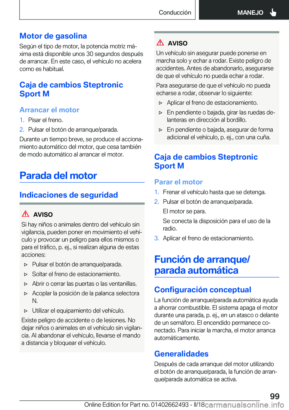 BMW X5 M 2018  Manuales de Empleo (in Spanish) �M�o�t�o�r��d�e��g�a�s�o�l�i�n�a�S�e�g�