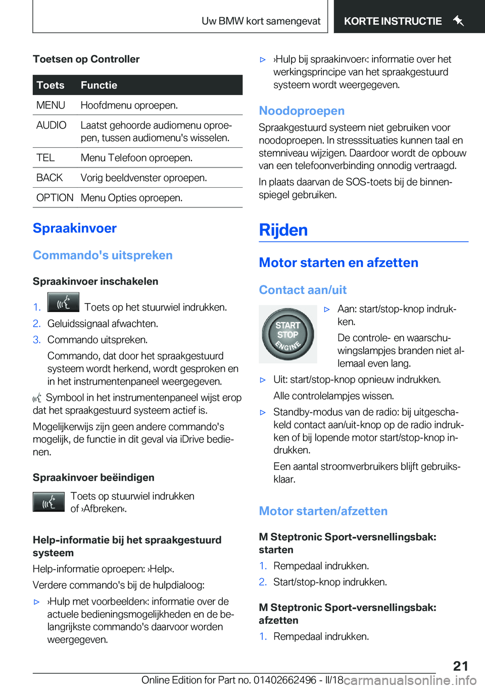 BMW X5 M 2018  Instructieboekjes (in Dutch) �T�o�e�t�s�e�n��o�p��C�o�n�t�r�o�l�l�e�r�T�o�e�t�s�F�u�n�c�t�i�e�M�E�N�U�H�o�o�f�d�m�e�n�u� �o�p�r�o�e�p�e�n�.�A�U�D�I�O�L�a�a�t�s�t� �g�e�h�o�o�r�d�e� �a�u�d�i�o�m�e�n�u� �o�p�r�o�ej
�p�e�n�,� �t�