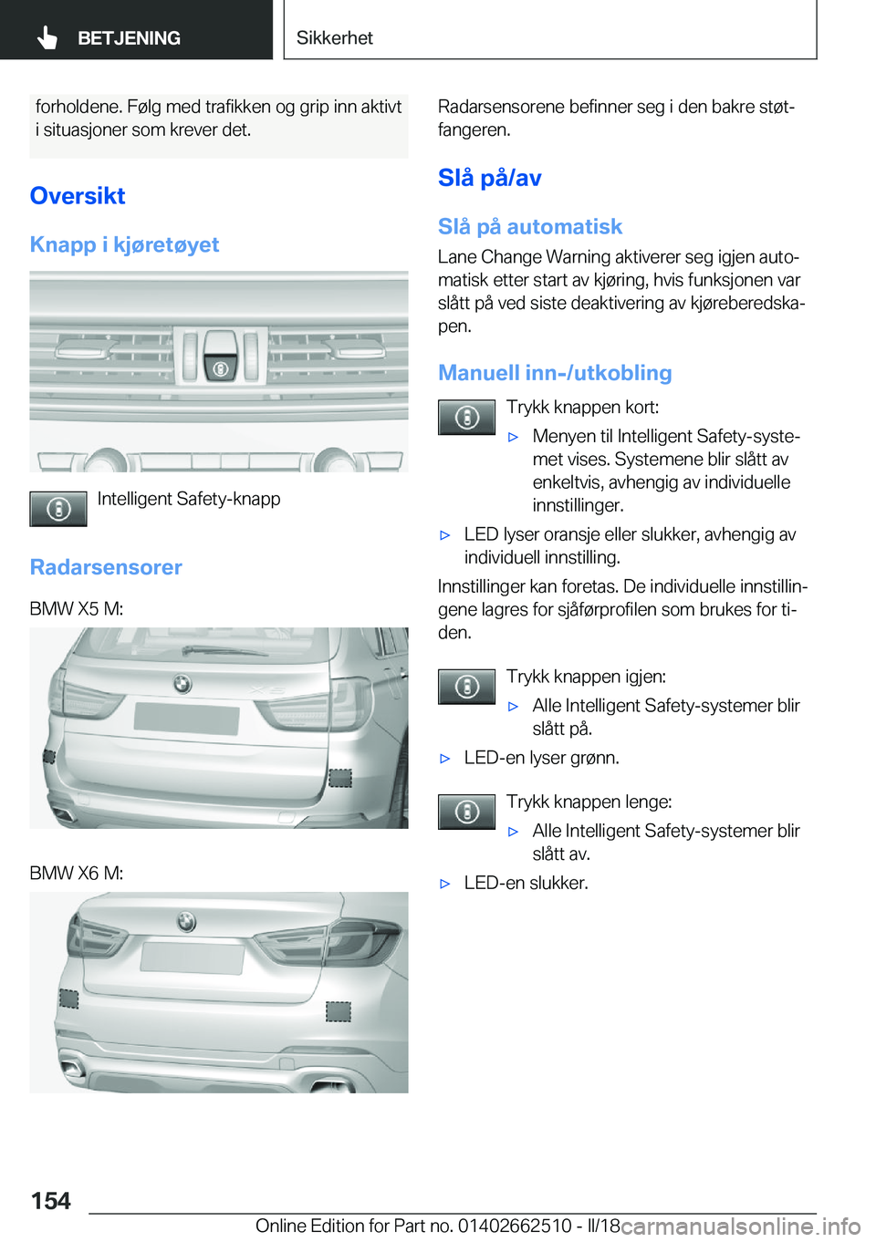BMW X5 M 2018  InstruksjonsbØker (in Norwegian) �f�o�r�h�o�l�d�e�n�e�.� �F�