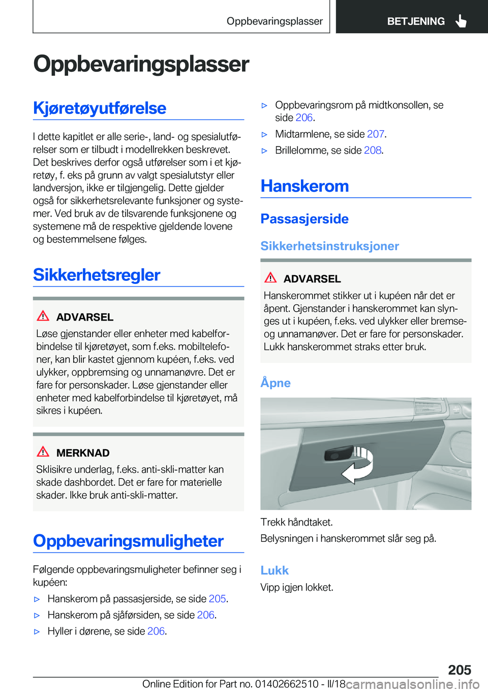 BMW X5 M 2018  InstruksjonsbØker (in Norwegian) �O�p�p�b�e�v�a�r�i�n�g�s�p�l�a�s�s�e�r�K�j�