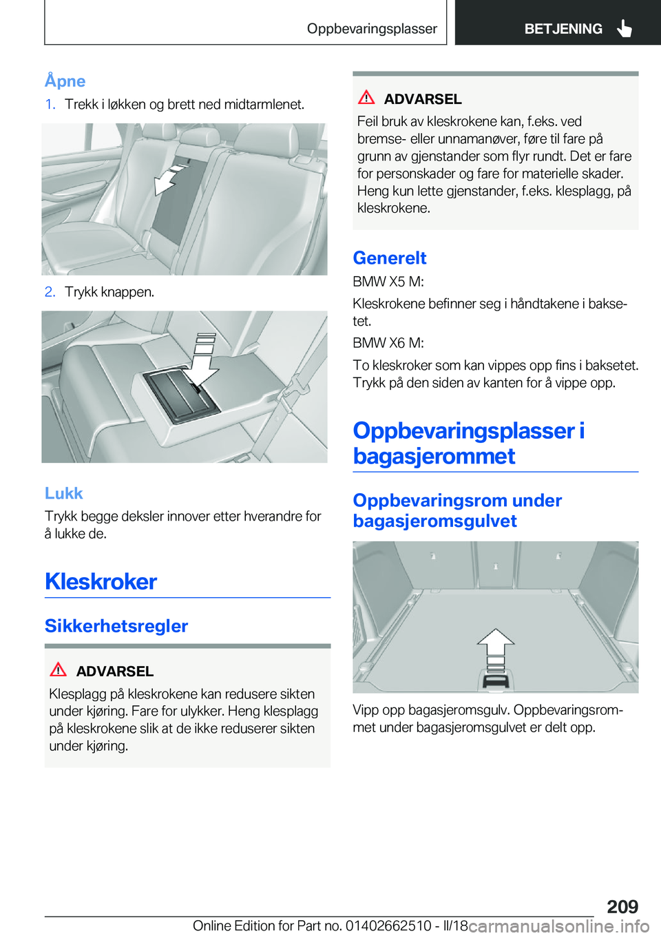 BMW X5 M 2018  InstruksjonsbØker (in Norwegian) �