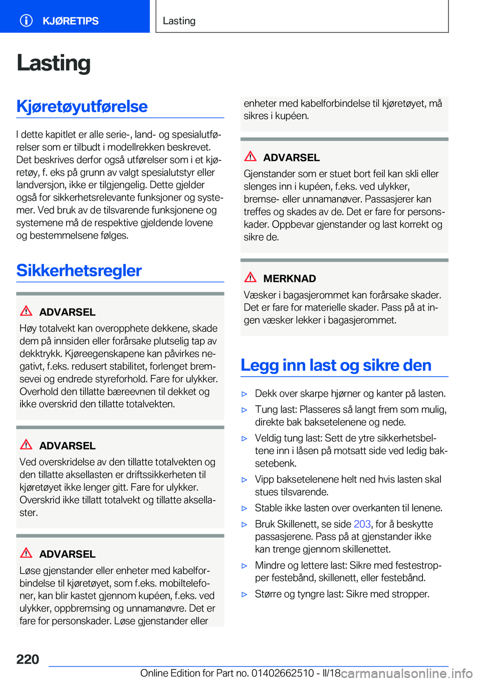 BMW X5 M 2018  InstruksjonsbØker (in Norwegian) �L�a�s�t�i�n�g�K�j�