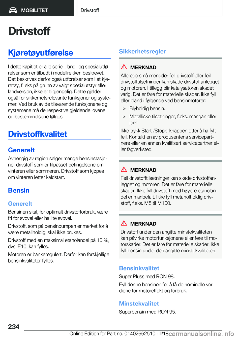BMW X5 M 2018  InstruksjonsbØker (in Norwegian) �D�r�i�v�s�t�o�f�f�K�j�