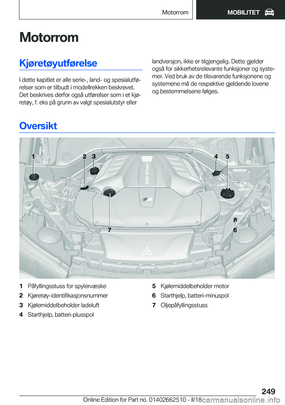 BMW X5 M 2018  InstruksjonsbØker (in Norwegian) �M�o�t�o�r�r�o�m�K�j�