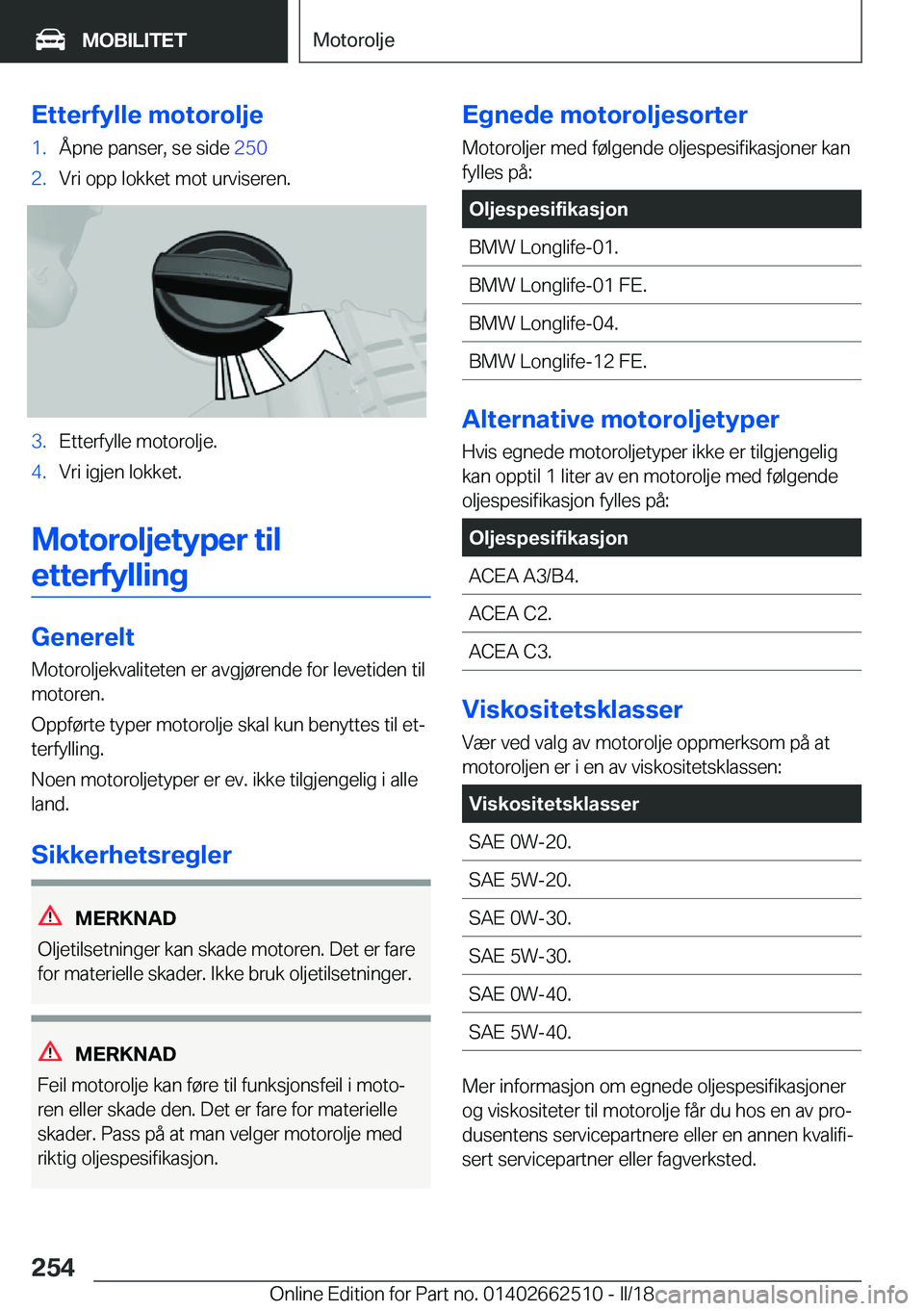 BMW X5 M 2018  InstruksjonsbØker (in Norwegian) �E�t�t�e�r�f�y�l�l�e��m�o�t�o�r�o�l�j�e�1�.�