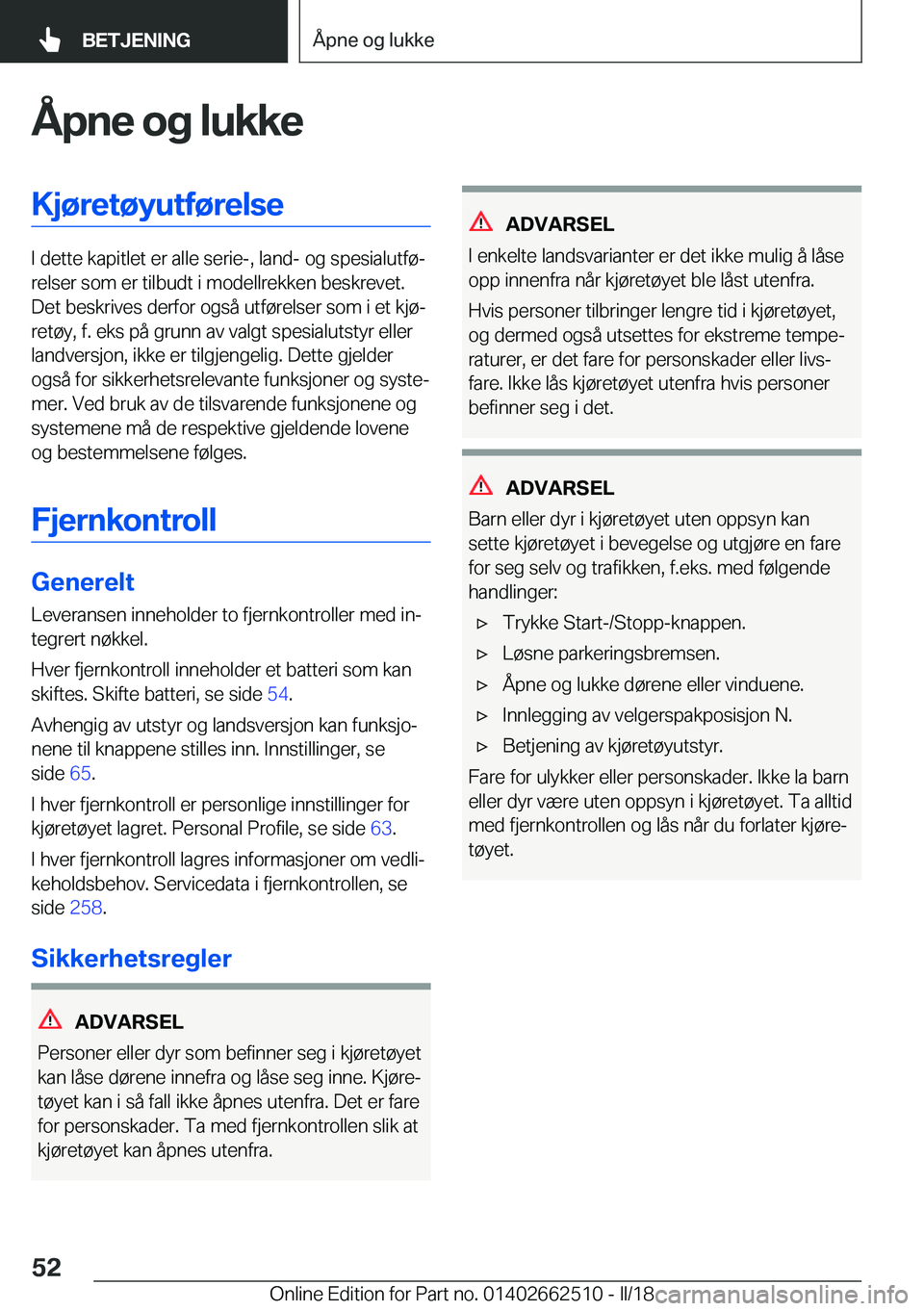 BMW X5 M 2018  InstruksjonsbØker (in Norwegian) �