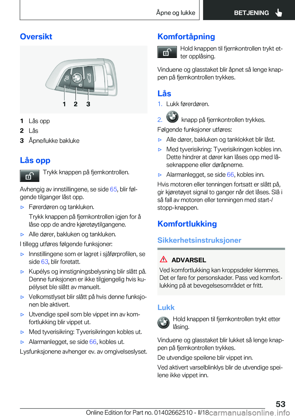 BMW X5 M 2018  InstruksjonsbØker (in Norwegian) �O�v�e�r�s�i�k�t�1�L�å�s� �o�p�p�2�L�å�s�3�