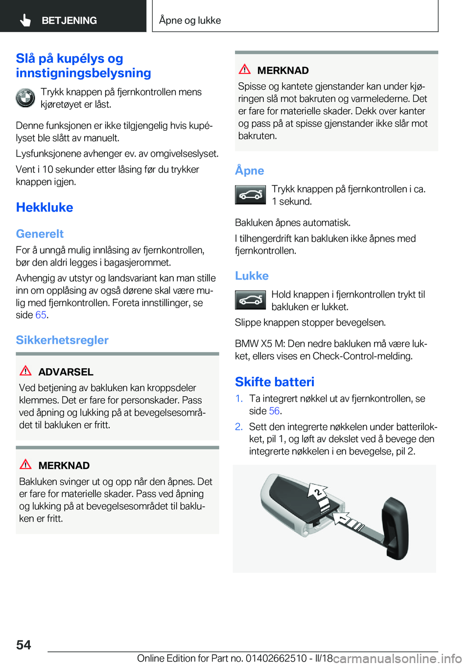 BMW X5 M 2018  InstruksjonsbØker (in Norwegian) �S�l�å��p�å��k�u�p�