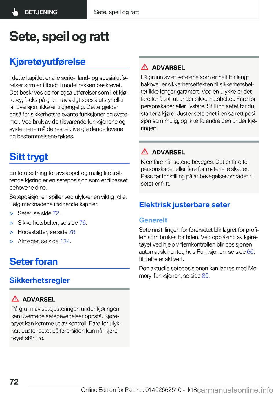 BMW X5 M 2018  InstruksjonsbØker (in Norwegian) �S�e�t�e�,��s�p�e�i�l��o�g��r�a�t�t�K�j�