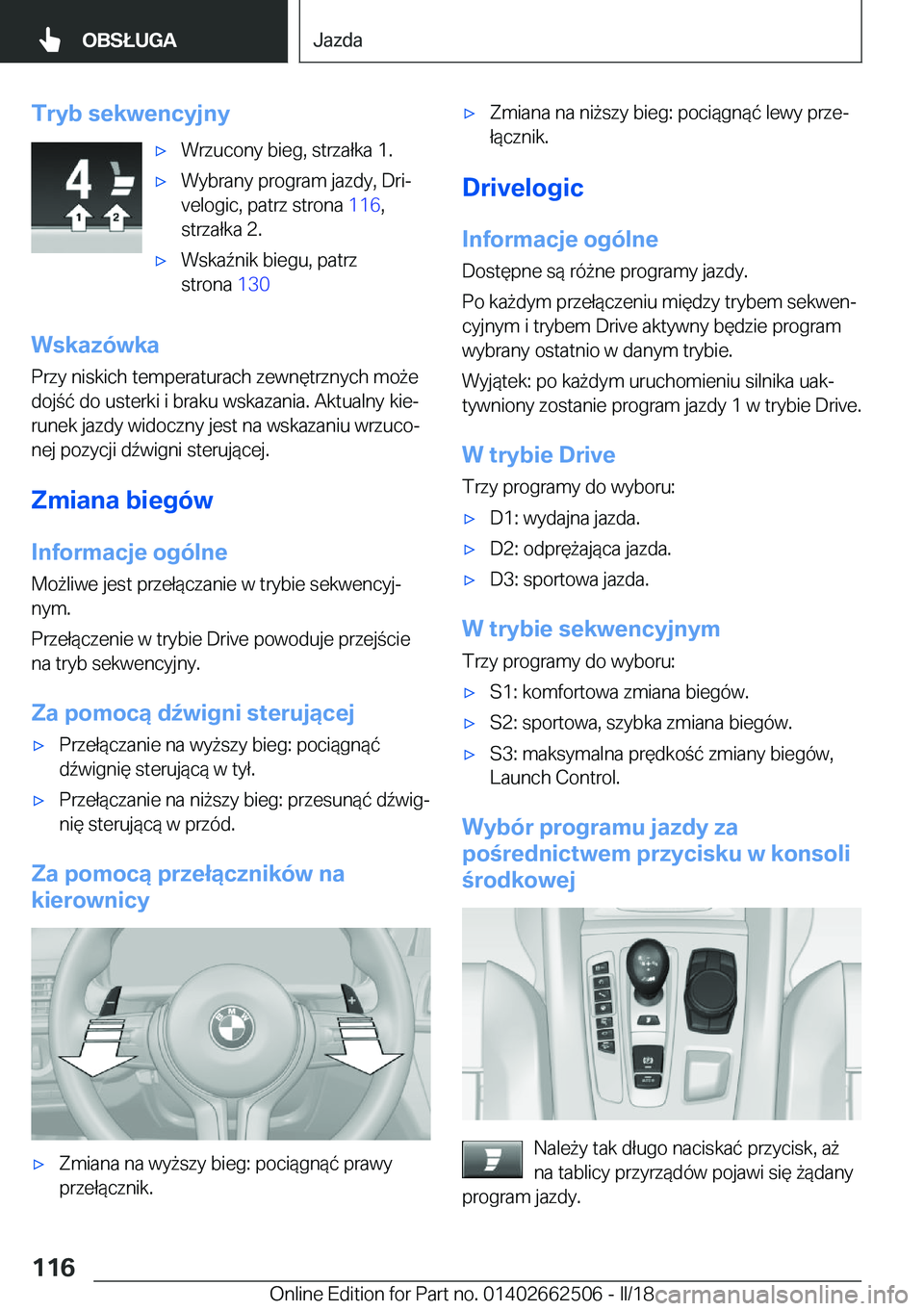 BMW X5 M 2018  Instrukcja obsługi (in Polish) �T�r�y�b��s�e�k�w�e�n�c�y�j�n�y'x�W�r�z�u�c�o�n�y� �b�i�e�g�,� �s�t�r�z�a�ł�k�a� �1�.'x�W�y�b�r�a�n�y� �p�r�o�g�r�a�m� �j�a�z�d�y�,� �D�r�ij
�v�e�l�o�g�i�c�,� �p�a�t�r�z� �s�t�r�o�n�a�  �1�