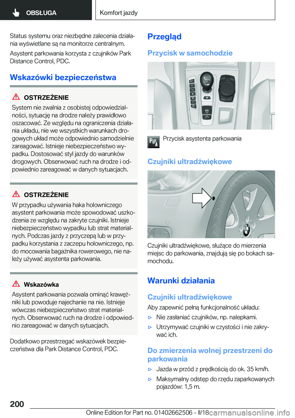 BMW X5 M 2018  Instrukcja obsługi (in Polish) �S�t�a�t�u�s� �s�y�s�t�e�m�u� �o�r�a�z� �n�i�e�z�b�
