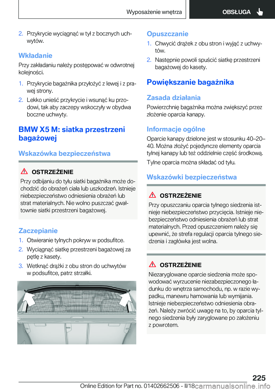 BMW X5 M 2018  Instrukcja obsługi (in Polish) �2�.�P�r�z�y�k�r�y�c�i�e� �w�y�c�i�