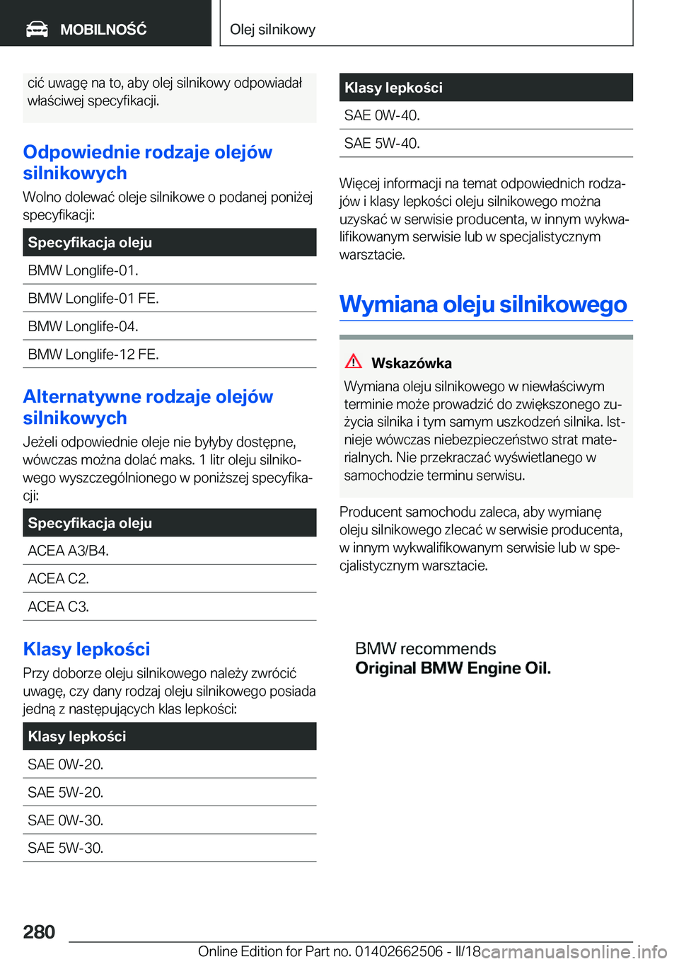 BMW X5 M 2018  Instrukcja obsługi (in Polish) �c�i�