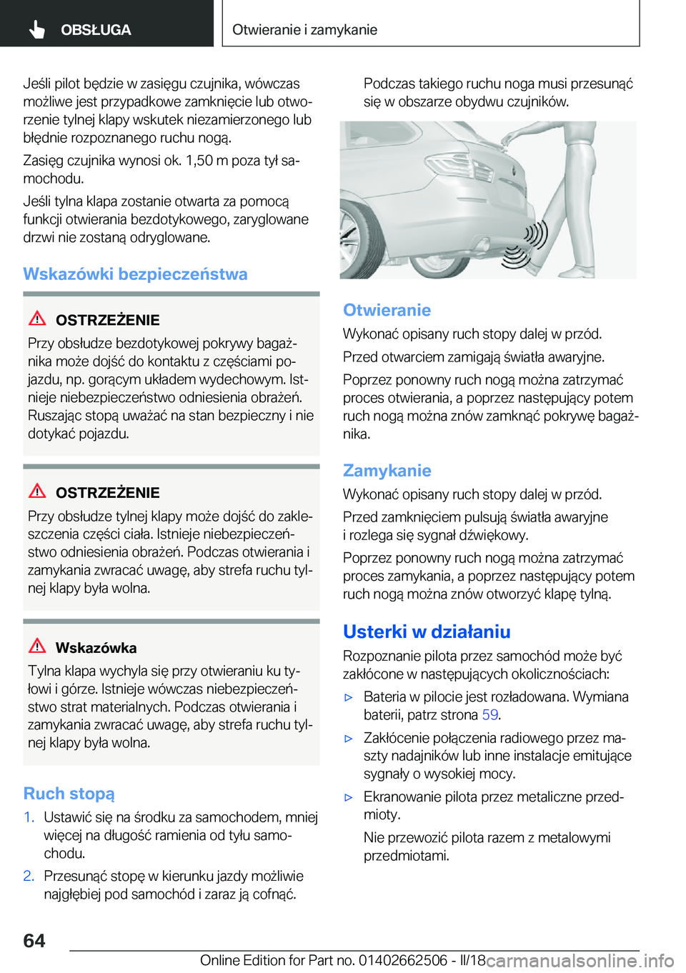 BMW X5 M 2018  Instrukcja obsługi (in Polish) �J�e �l�i� �p�i�l�o�t� �b�