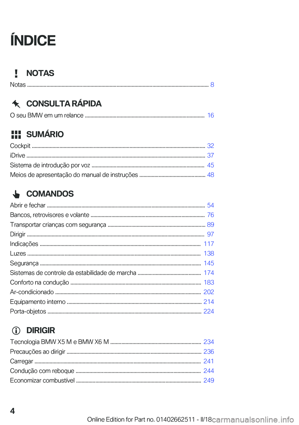 BMW X5 M 2018  Manual do condutor (in Portuguese) �