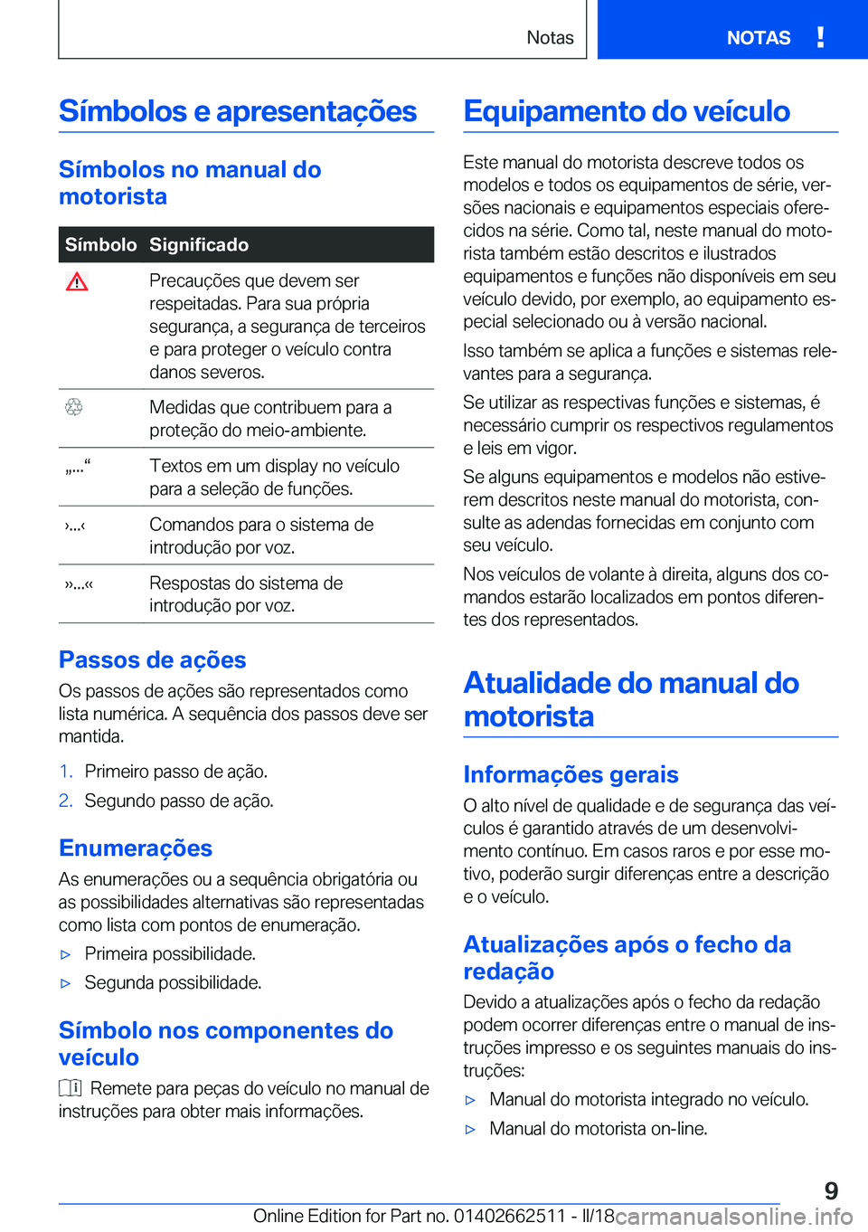BMW X5 M 2018  Manual do condutor (in Portuguese) �S�