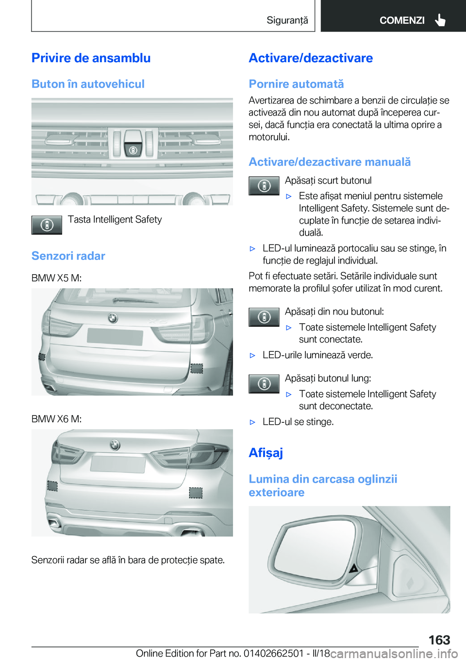 BMW X5 M 2018  Ghiduri De Utilizare (in Romanian) �P�r�i�v�i�r�e��d�e��a�n�s�a�m�b�l�u
�B�u�t�o�n��