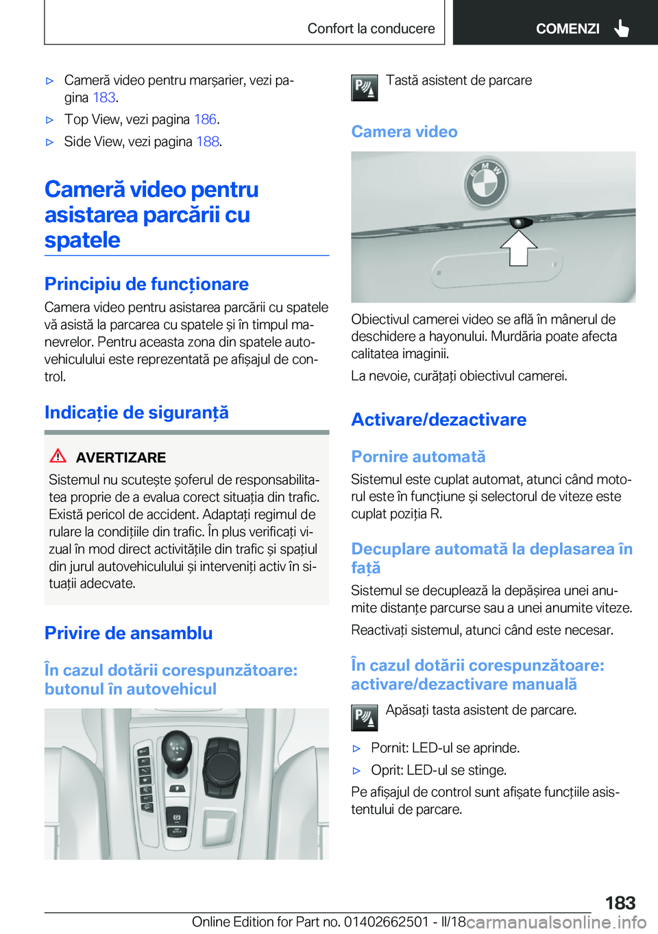 BMW X5 M 2018  Ghiduri De Utilizare (in Romanian) 'x�C�a�m�e�r�