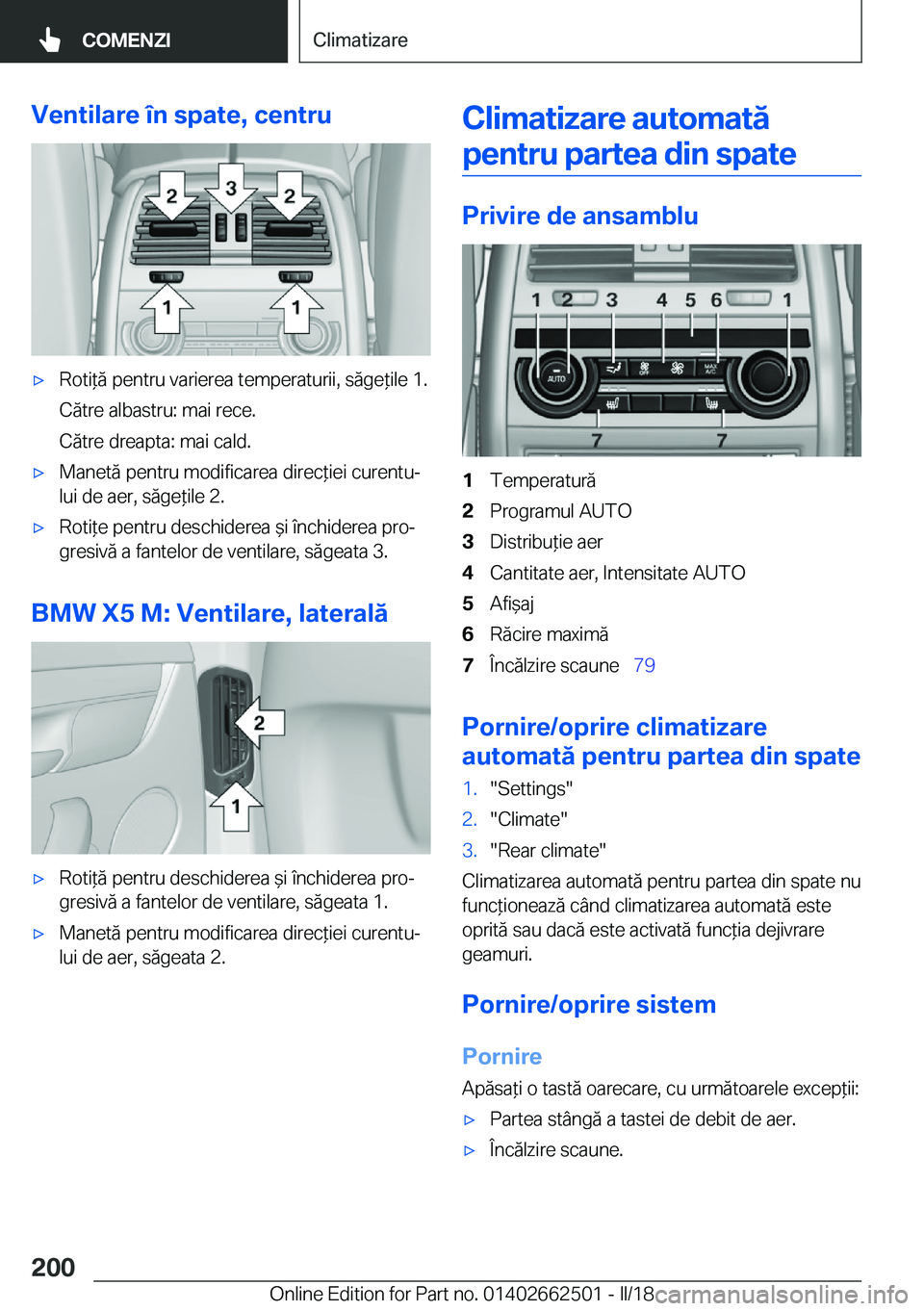 BMW X5 M 2018  Ghiduri De Utilizare (in Romanian) �V�e�n�t�i�l�a�r�e��