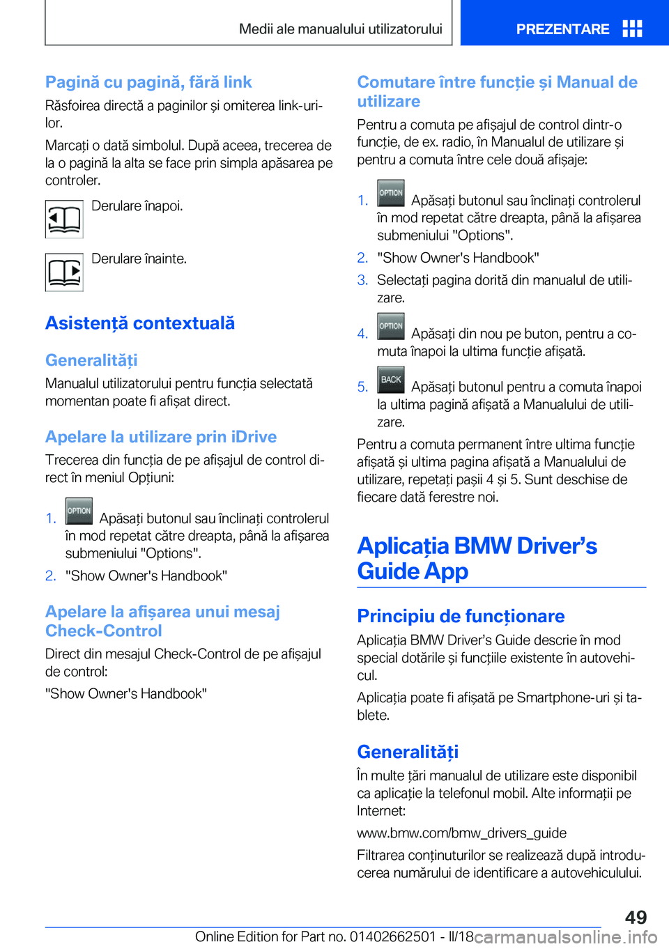 BMW X5 M 2018  Ghiduri De Utilizare (in Romanian) �P�a�g�i�n�