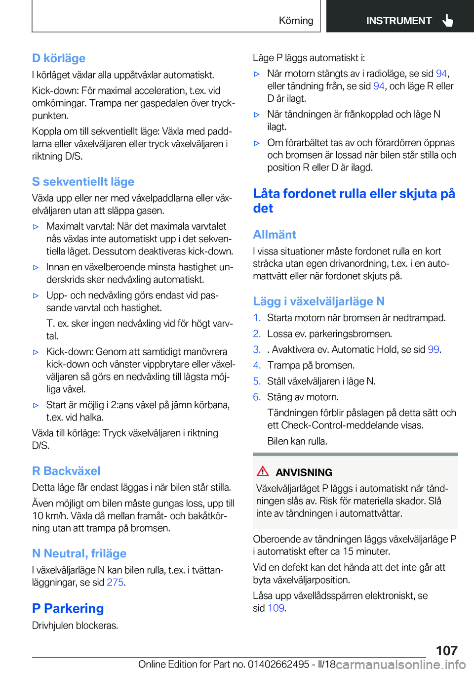 BMW X5 M 2018  InstruktionsbÖcker (in Swedish) �D��k�