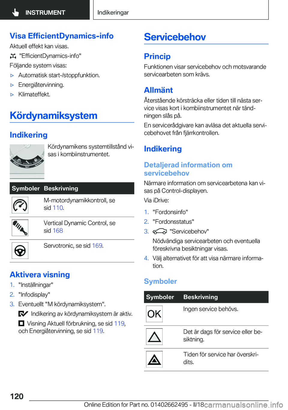 BMW X5 M 2018  InstruktionsbÖcker (in Swedish) �V�i�s�a��E�f�f�i�c�i�e�n�t�D�y�n�a�m�i�c�s�-�i�n�f�o
�A�k�t�u�e�l�l� �e�f�f�e�k�t� �k�a�n� �v�i�s�a�s�.
� � �"�E�f�f�i�c�i�e�n�t�D�y�n�a�m�i�c�s�-�i�n�f�o�"
�F�
