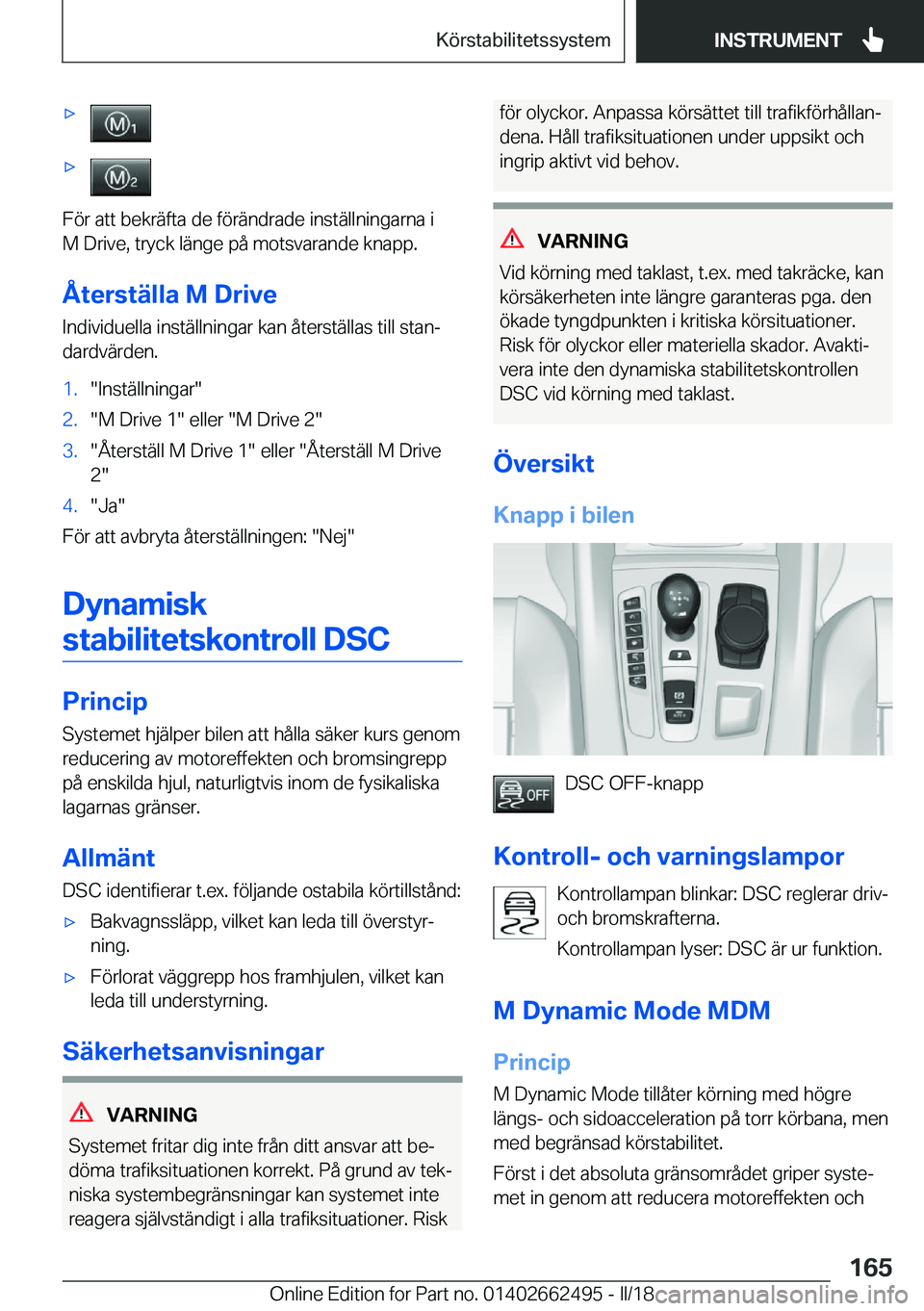 BMW X5 M 2018  InstruktionsbÖcker (in Swedish) 'x'x
�F�