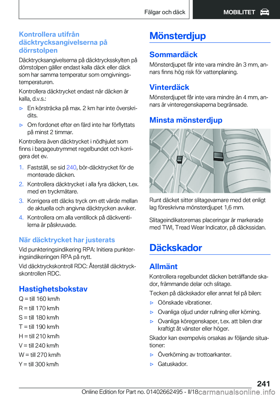 BMW X5 M 2018  InstruktionsbÖcker (in Swedish) �K�o�n�t�r�o�l�l�e�r�a��u�t�i�f�r�å�n
�d�ä�c�k�t�r�y�c�k�s�a�n�g�i�v�e�l�s�e�r�n�a��p�å
�d�