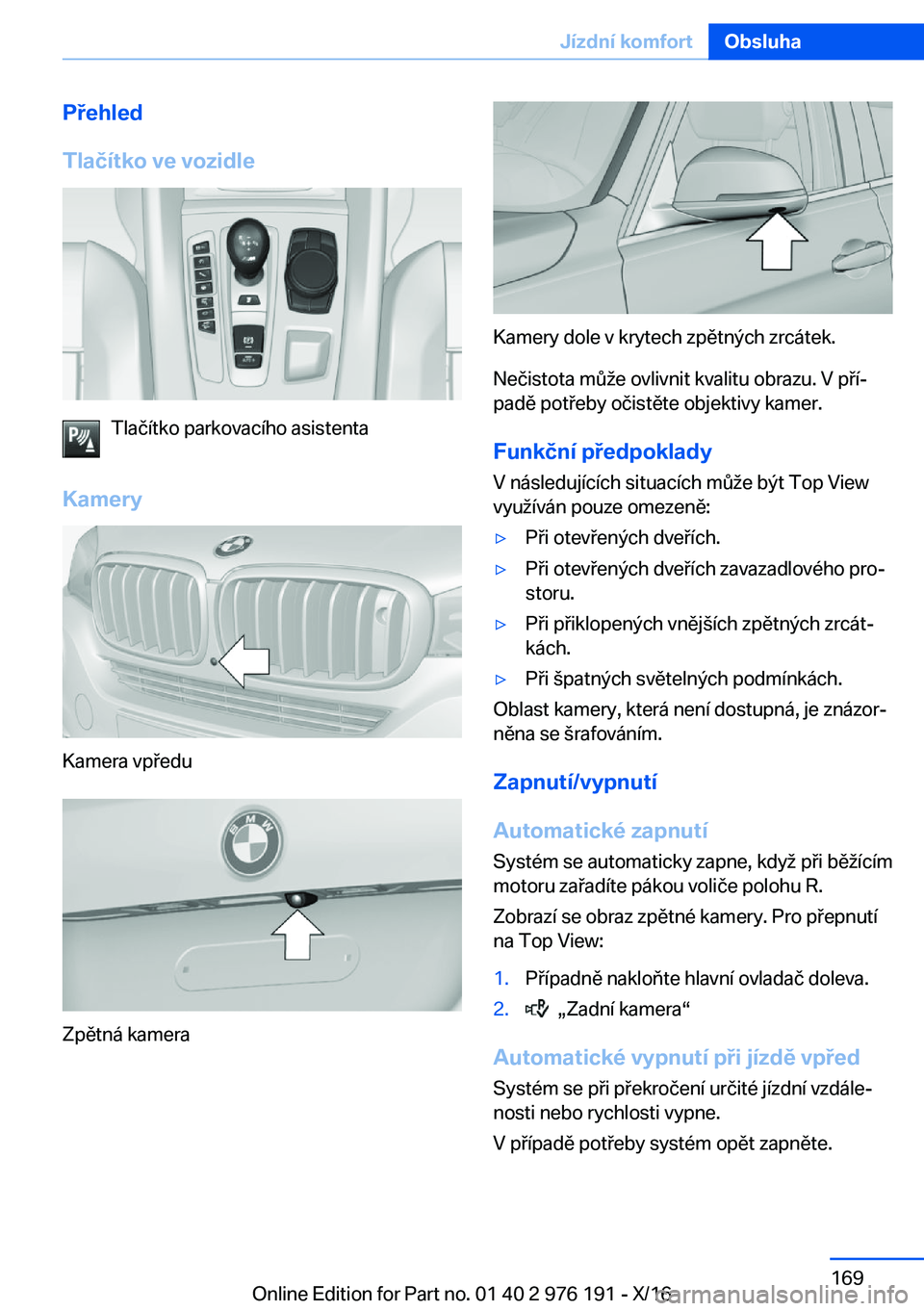 BMW X5 M 2017  Návod na použití (in Czech) �P�e�h�l�e�d
�T�l�a�č�