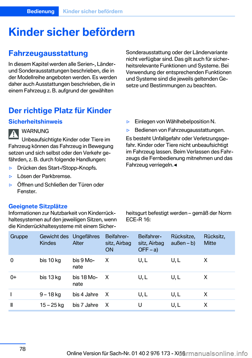 BMW X5 M 2017  Betriebsanleitungen (in German) �K�i�n�d�e�r��s�i�c�h�e�r��b�e�f�