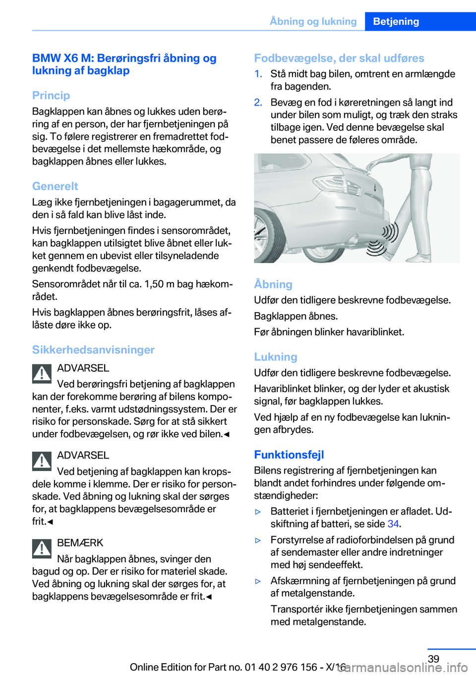 BMW X5 M 2017  InstruktionsbØger (in Danish) �B�M�W��X�6��M�:��B�e�r�