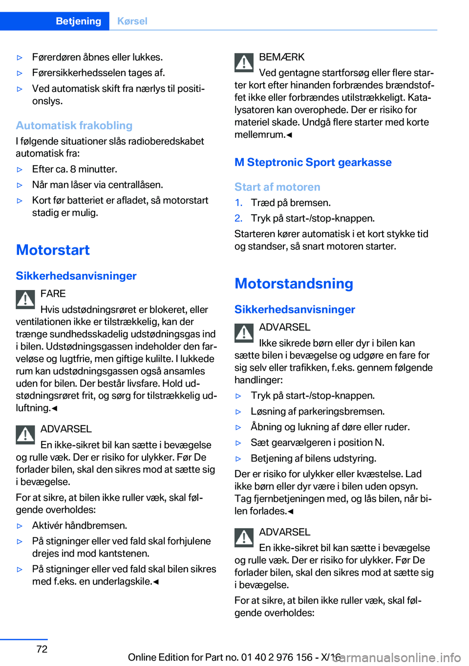 BMW X5 M 2017  InstruktionsbØger (in Danish) 'y�F�